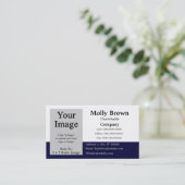 Foto Blauw Wit Blank Business Card Template Visitekaartje (Staand voorkant)