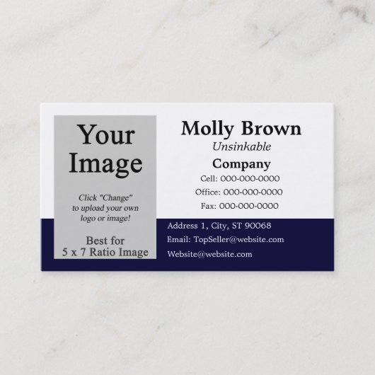 Foto Blauw Wit Blank Business Card Template Visitekaartje (Voorkant)