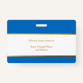 Foto Blauw Wit Faux Gold Folie Elegant Badge (Achterkant)