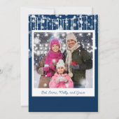 Foto Blauw Wit Strijklichten Kerst Kaart (Achterkant)