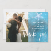 Foto Blauw Zee Zomerbruiloft Bedankkaart (Voorkant)