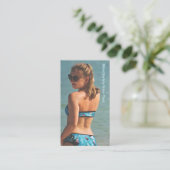 Foto Blauwe Bikini Koffie Drive-Thru Loyalty Kaart (Staand voorkant)