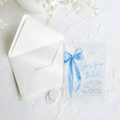 Foto Blauwe Boog Ze is Tying the Knot Vrijgezellen Acryl Uitnodigingen