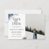 Foto Blauwe Distel Anemoon Save The Date Aankondiging (Voorkant)