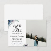 Foto Blauwe Distel Anemoon Save The Date Aankondiging (Voorkant / Achterkant)