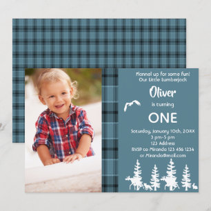 Foto: blauwe jongen op eerste verjaardag kaart