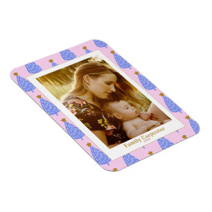 Foto blauwe kerstboom roze moderne cute magneet
