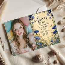 Foto Blauwe Korenbloem Art Nouveau Sweet Sixteen