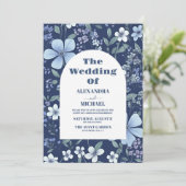 Foto Blauwe Periwinkle Wildbloemen Bruiloft Kaart (Staand voorkant)