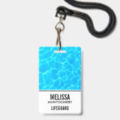 Foto: Blauwe poolwaterreflecties Badge (Front with Lanyard)