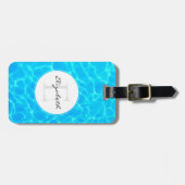 Foto: Blauwe poolwaterreflecties Bagagelabel (Voorkant horizontaal)
