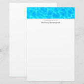 Foto: Blauwe poolwaterreflecties Briefpapier (Voorkant / Achterkant)