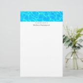 Foto: Blauwe poolwaterreflecties Briefpapier (Staand voorkant)