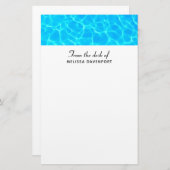 Foto: Blauwe poolwaterreflecties Briefpapier (Voorkant / Achterkant)