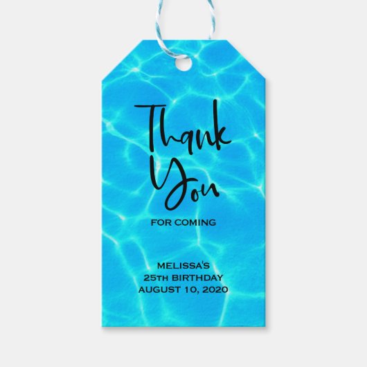 Foto: Blauwe poolwaterreflecties Cadeaulabel (Voorkant)