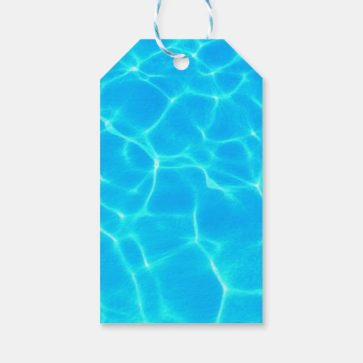 Foto: Blauwe poolwaterreflecties Cadeaulabel (Achterkant)