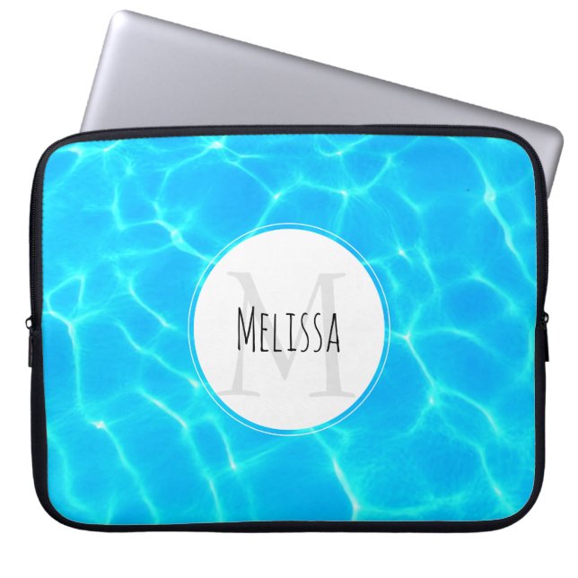 Foto: Blauwe poolwaterreflecties Laptop Sleeve (Voorkant)