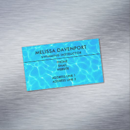 Foto: Blauwe poolwaterreflecties Magnetisch Visitekaartje