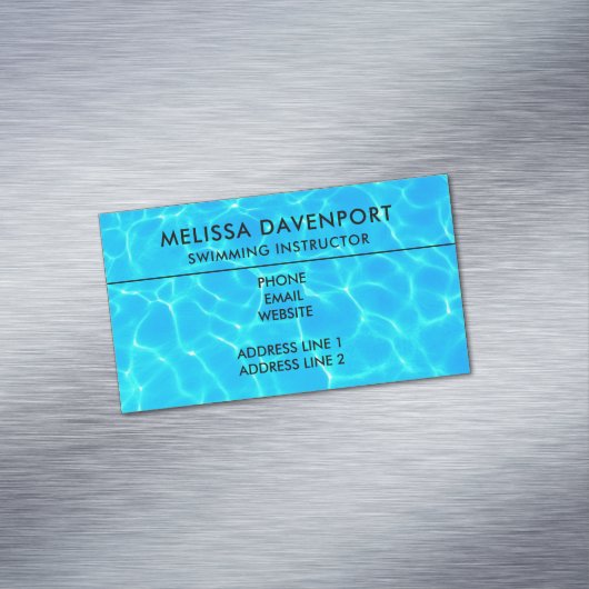 Foto: Blauwe poolwaterreflecties Magnetisch Visitekaartje (Voorbeeld)