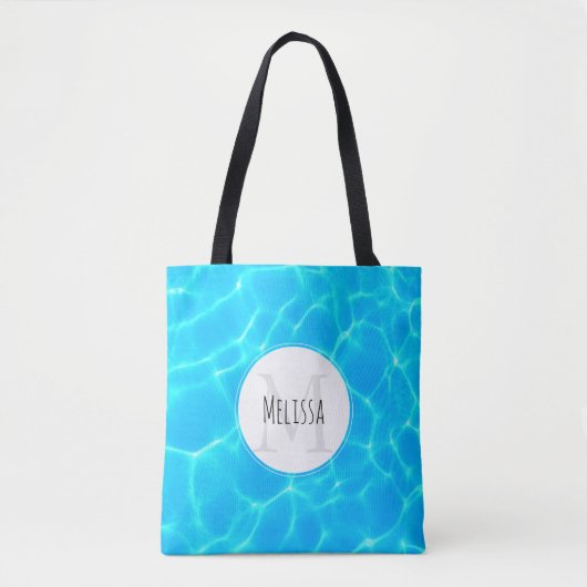 Foto: Blauwe poolwaterreflecties Tote Bag (Voorkant)