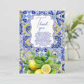 Foto Blauwe tegels Citroenen Afstuderen Bedankkaart (Staand voorkant)