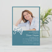 Foto Blauwgroen 40ste verjaardag Kaart (Staand voorkant)