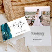 Foto Blauwgroen Agaat Gold Wedding Bedankt Kaart