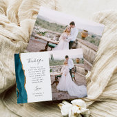Foto Blauwgroen Blue Agate Gold Script Wedding Bedankkaart