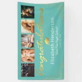 Foto Blauwgroen Gold Graduation Party Spandoek (Verticaal)