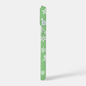 Foto Blauwgroen Kerst Wit Script Schattige rendier iPhone 15 Case (Linkerkant)