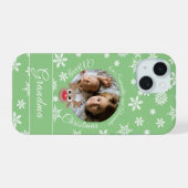 Foto Blauwgroen Kerst Wit Script Schattige rendier iPhone 15 Case (Achterkant horizontaal)