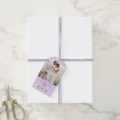 Foto, Bleke Paarse bladeren Bruiloft Save the Date Cadeaulabel (Met Touw)