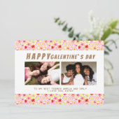 Foto Bloed Pattern Galentine Day Friends 2 Feestdagenkaart (Staand voorkant)