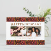 Foto Bloed Pattern Galentine Day Friends 2 Feestdagenkaart (Staand voorkant)