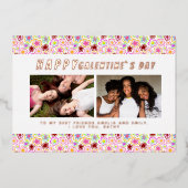 Foto Bloed Pattern Galentine Day Friends 2 Folie Feestdagenkaart (Voorkant)