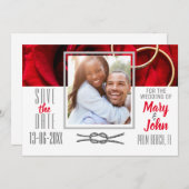 Foto Bloem Rode Roos met Ring Trouwdag Save The Date (Voorkant / Achterkant)