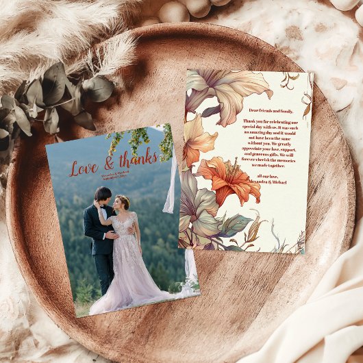 Foto  Bloemen Art Nouveau Bruiloft Bedankkaart