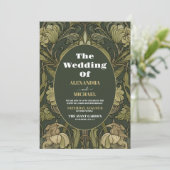 Foto  Bloemen Art Nouveau Bruiloft Kaart (Staand voorkant)