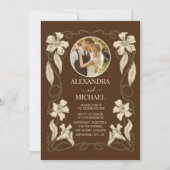 Foto Bloemen Art Nouveau bruiloft Kaart (Voorkant)