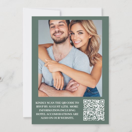 Foto  Bloemen Art Nouveau Bruiloft Kaart (Achterkant)