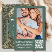 Foto  Bloemen Art Nouveau Bruiloft Kaart