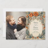 Foto  Bloemen Art Nouveau Bruiloft Save The Date (Voorkant)