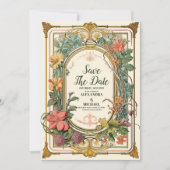 Foto  Bloemen Art Nouveau Bruiloft Save The Date (Voorkant)