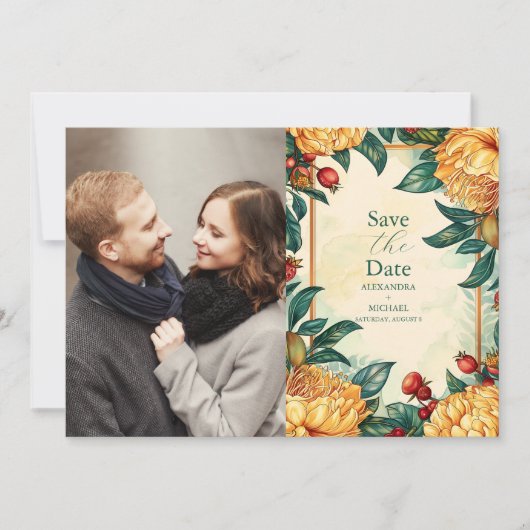 Foto Bloemen Art Nouveau Bruiloft Save The Date (Voorkant)
