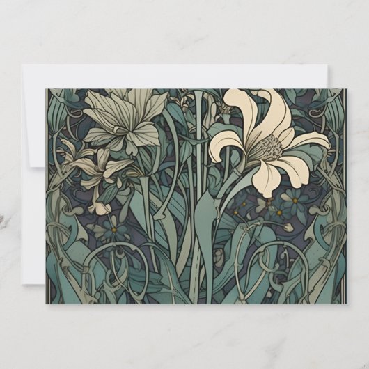 Foto  Bloemen Art Nouveau Bruiloft Save The Date (Achterkant)
