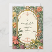 Foto  Bloemen Art Nouveau Bruiloft Save The Date (Voorkant)