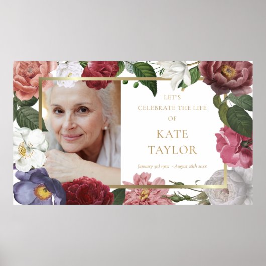 Foto Bloemen Begrafenisdienst Sign Poster (Voorkant)