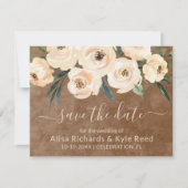 Foto Bloemen Beige Goudbruin Save the Date Aankondiging (Voorkant)