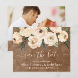 Foto Bloemen Beige Goudbruin Save the Date Aankondiging