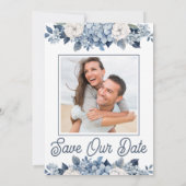 Foto Bloemen Blauw Hydrangea Huwelijk Save The Dat Kaart (Achterkant)